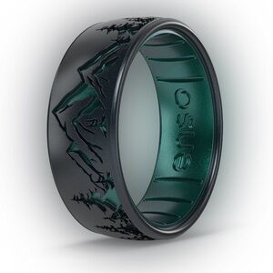 NWT Enso Etched Silicone Ring - Peak - Black Pearl/Emerald